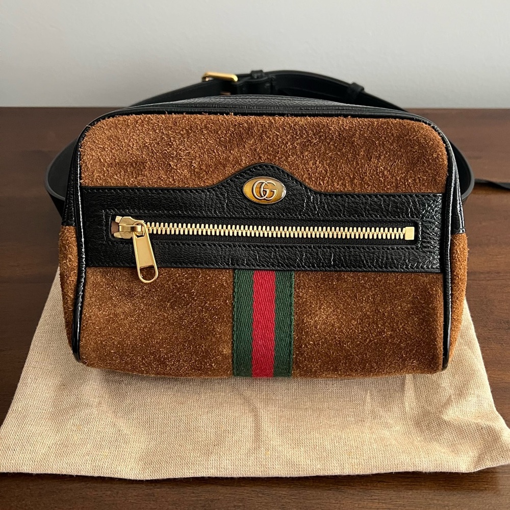 Gucci Ophidia Belt Bag sz 75 Brown Suede